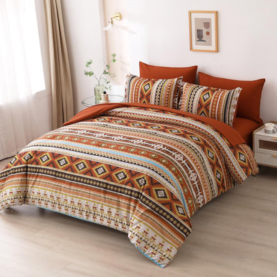 7-Piece Bohemian Geometric Striped Comforter Set