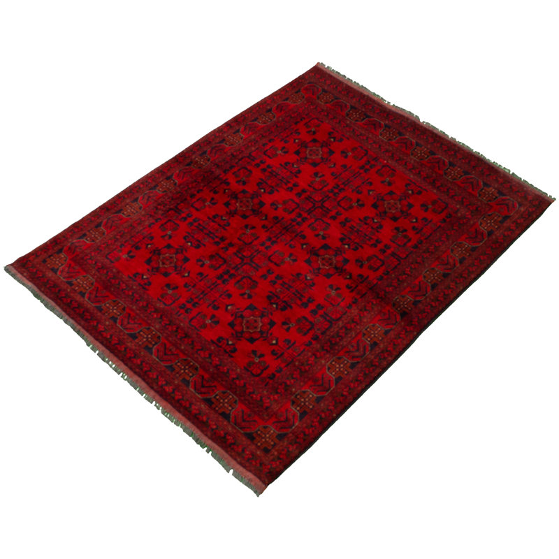 Tapis de la zone en laine rouge 5 pi 1 po x 6 pi 6 po à la main one-of-kind-noué la 2010s esari turque Allaina