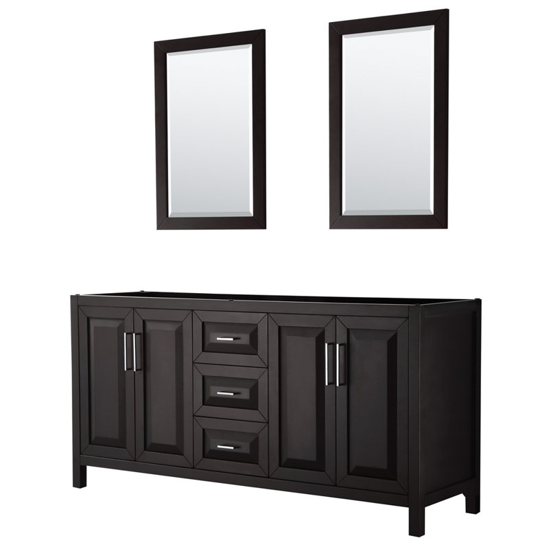 Daria 72'' W Double Vanity, Dark Espresso, Polished Chrome, White Cultured Marble