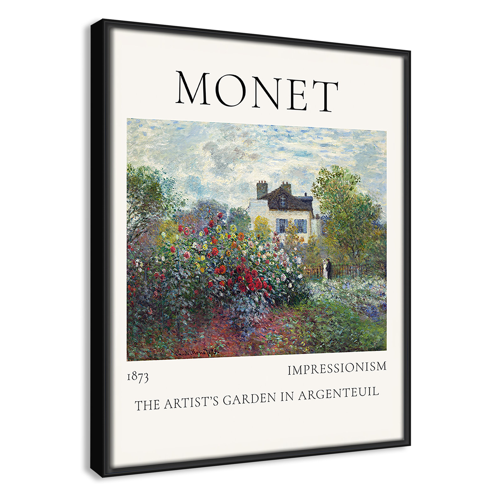 Old Masters Collection "Artists Garden in Argenteuil" Print, No, 15.5" H x 12.5" W x 2" D, Black Floater Frame