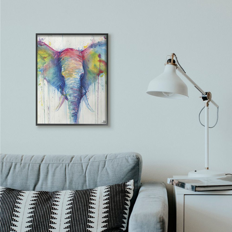 «Colorful Abstract Elephant Portrait Animal Watercolor Painting», impression sur toile, H 30 po x l 24 po x P 1,5 po