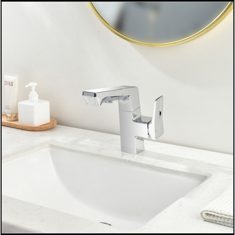 Robinet de salle de bain intelligent à DEL chromé - affichage numérique de la température, douchette rétractable pour évier de véhicule récréatif et maison