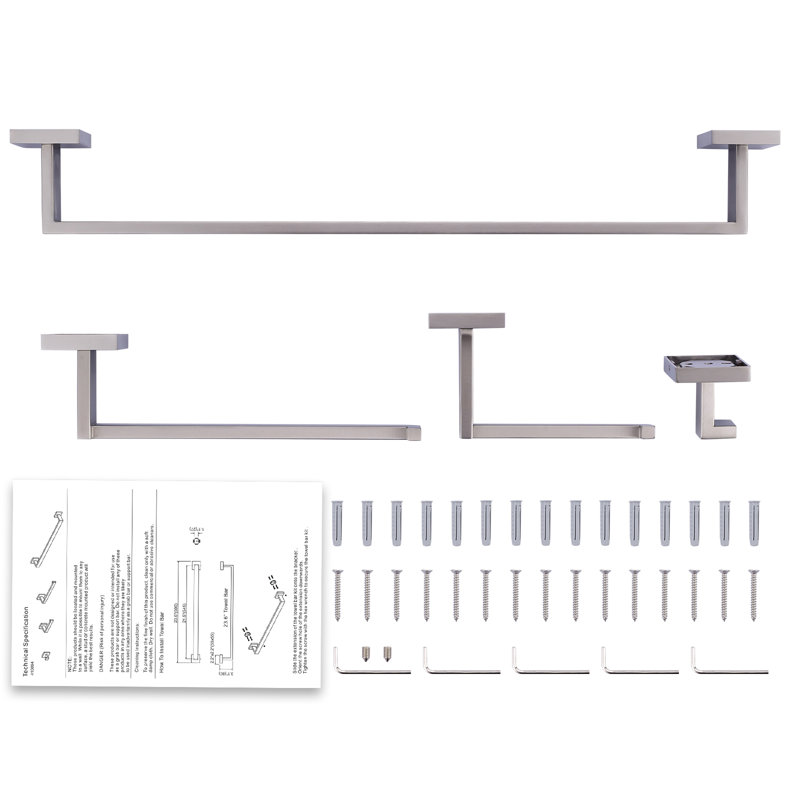 4 - Piece Bathroom Hardware Set, Brushed Nickel