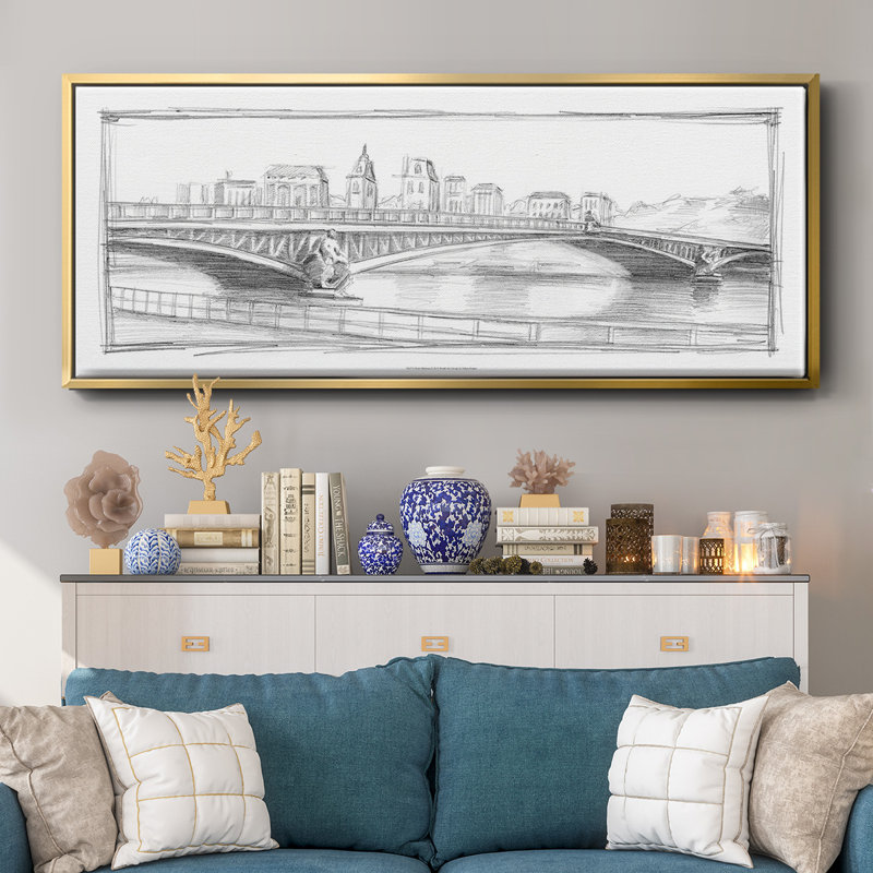 Pont Mirabeau- Framed Canvas, 12" H x 30" W