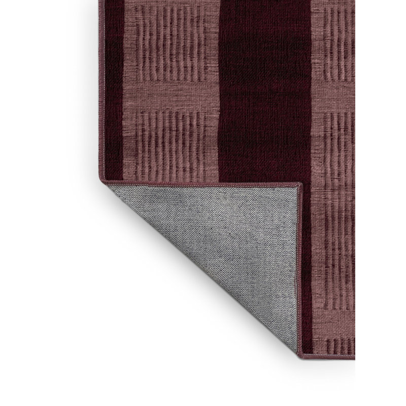 Machine Washable Checkered Red Area Rug, Runner 2' x 5'