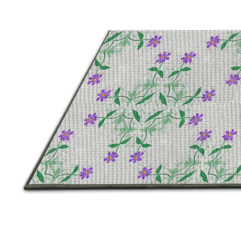 Tapis vert/mauve tissé à la machine, Rectangle 8 pi x 12 pi