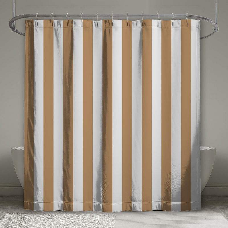 Beige Vertical Stripes Shower Curtains Extra Long, L 70 po x H 84 po