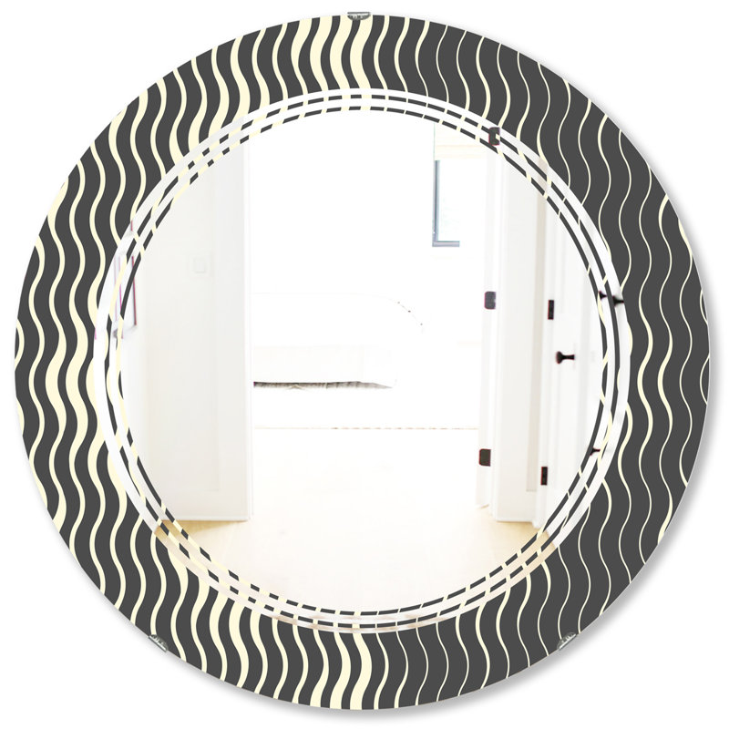 Triple C Geometrical Abstract Minimal V Modern Wall Mirror, 31.5" H x 31.5" W
