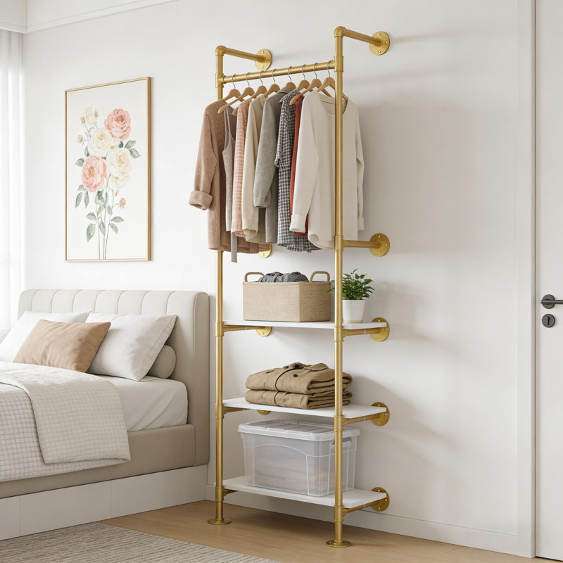 Abriannah 178cm H Wall Mounted Clothes Rack