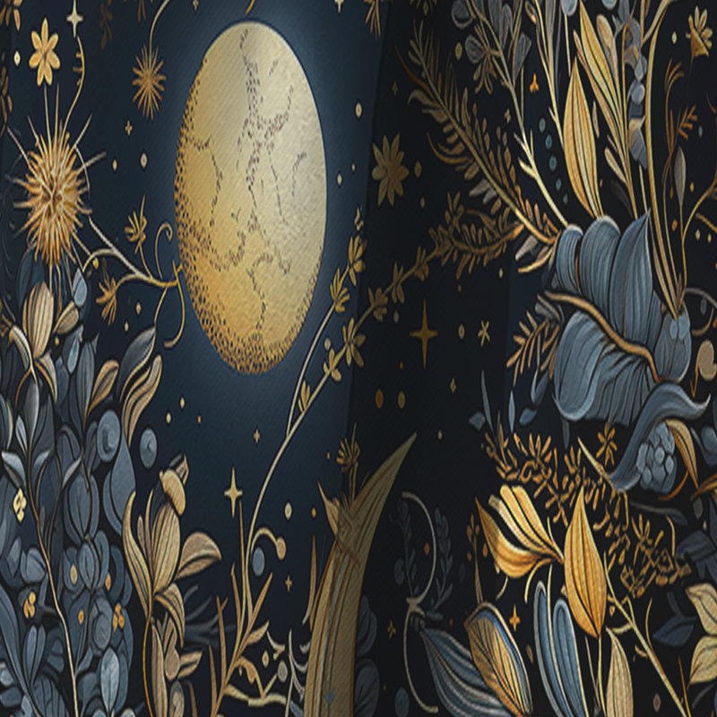Motif céleste bleu II - rideau boho abstrait - rideau occultant - 1 panneaux, L 52 po x L 84 po