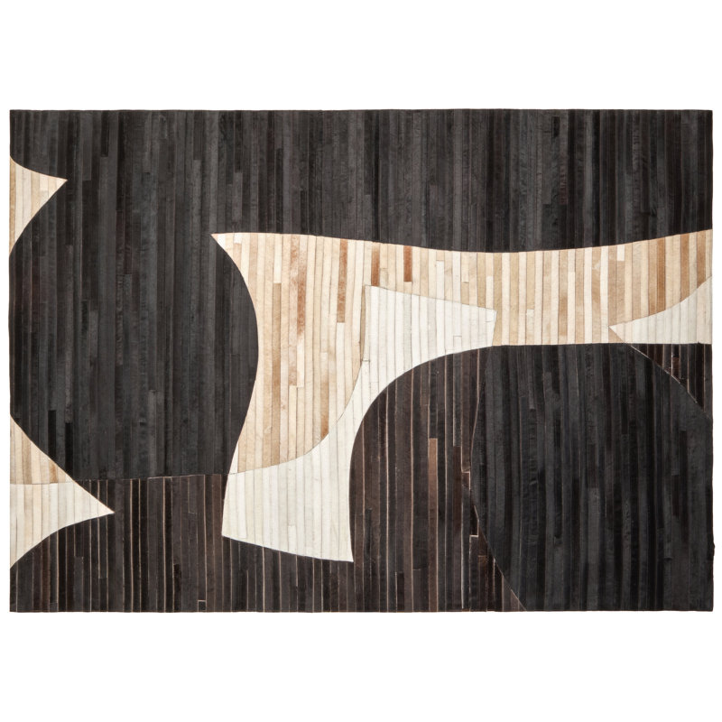 Rectangle Abstract Leather Hand Tufted Area Rug, Rectangle 160 x 230 cm