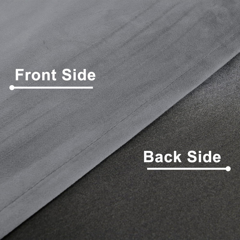 Rithvika Velvet Solid Color Noise Reducing Blackout Grommet Curtain Panels for Home & Office, 52" W x 63" L, Gray