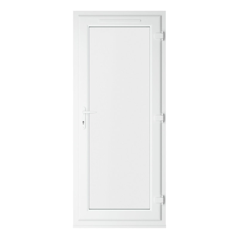Crystal Direct Clear Glass Finish Polyvinyl Chloride (PVC) Prehung Door, Left , 840mm x 2090mm, Grey/White