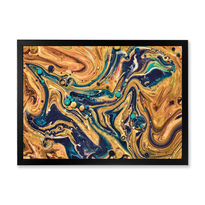 «Brown and Blue Acrylique», reproduction d'art moderne et contemporaine sur toile, Impression noire sur toile encadrée