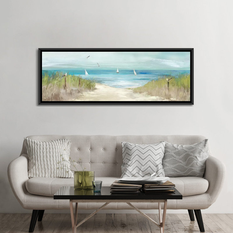 « beachlong oiseaux » par aimee wilson, impression sur toile tendue, H 24 po x l 72 po x P 1,5 po, Cadre noir