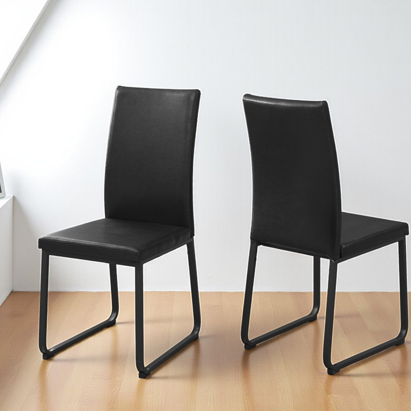 Jenei Dining Chair, Side, Upholstered, Kitchen, Dining Room, Pu Leather Look, Metal, Black, Black