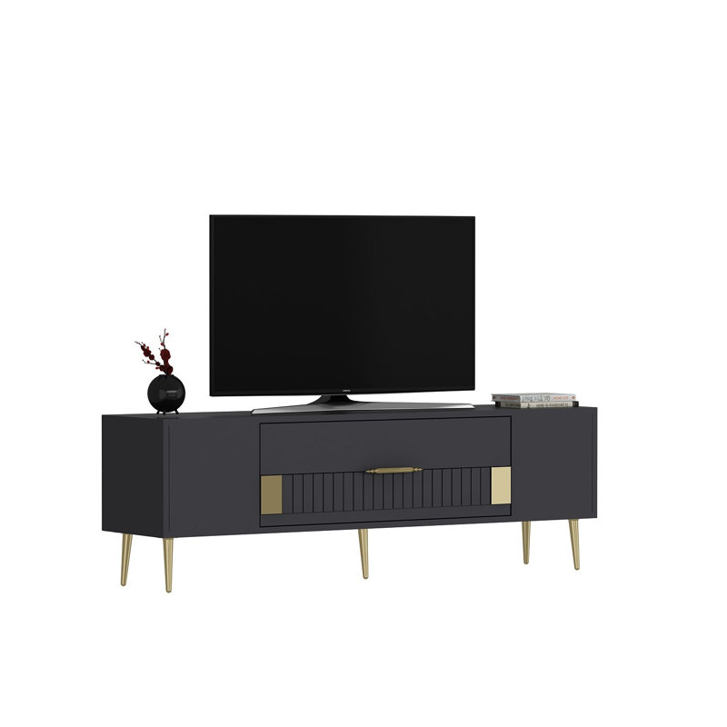 Olivia TV Stand, Grey/Gold, 150cm