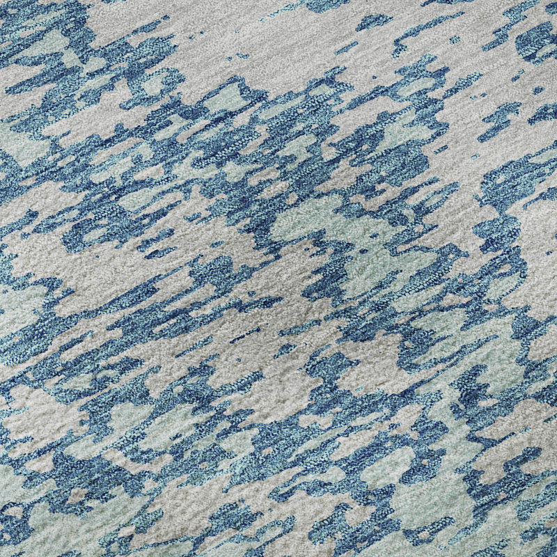 Premium Machine Washable Prisco Teal Rug, Rectangle 9' x 12'