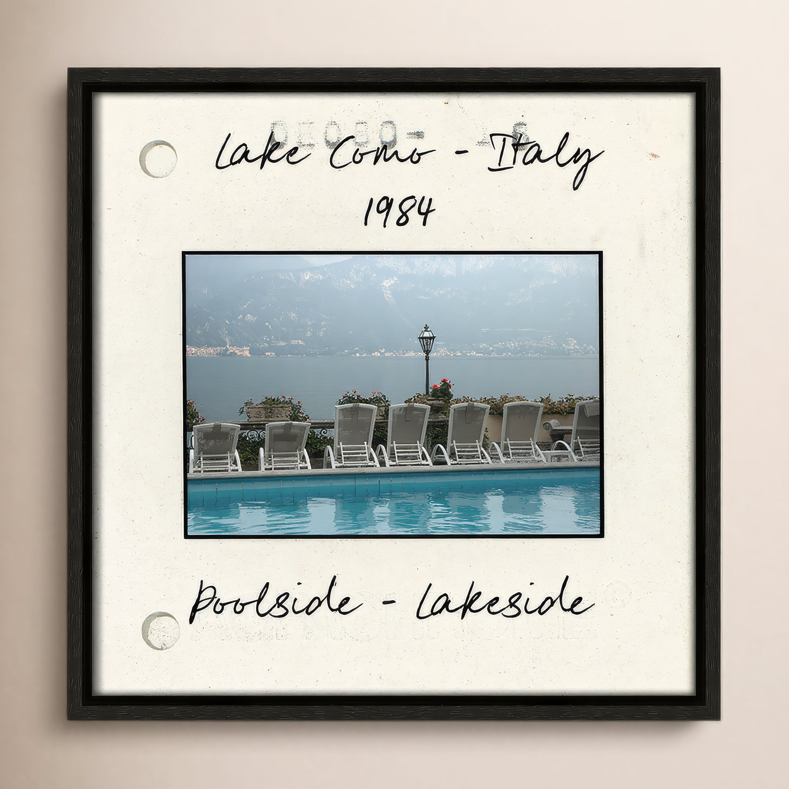 Travel Slide Collection "Lake Como, Italy" Print, Espresso Floater Framed Canvas, 13.5" H x 13.5" W x 2" D