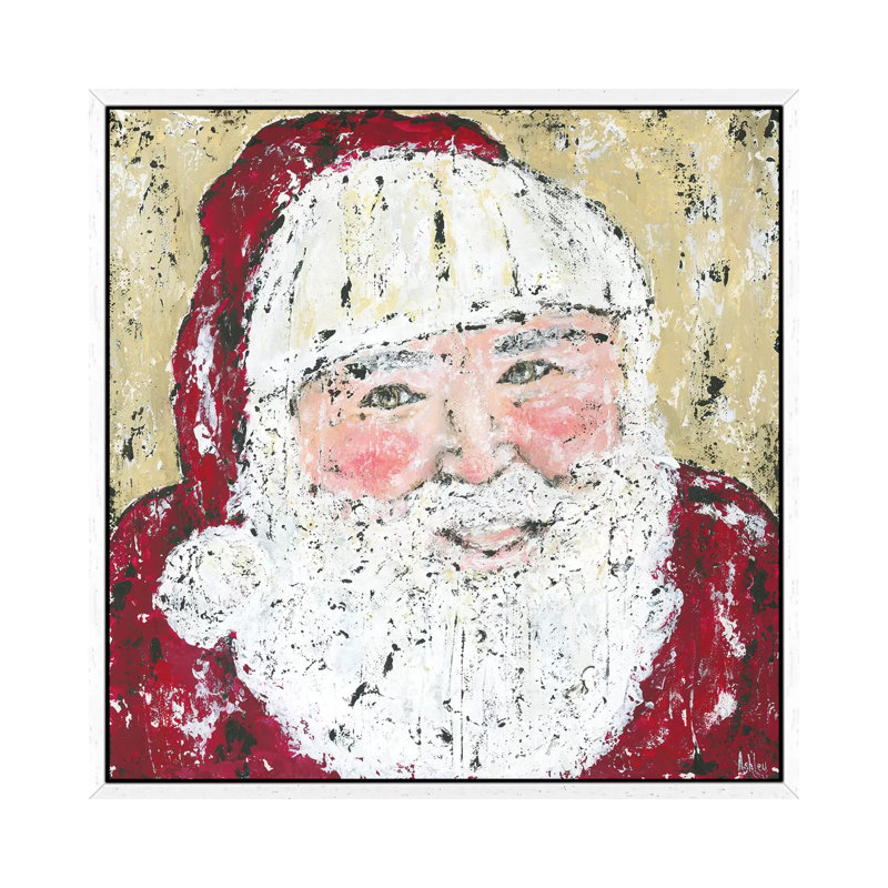 Jolly Santa by Ashley Bradley - Print on Canvas, 66.04 cm H x 66.04 cm W, White Framed