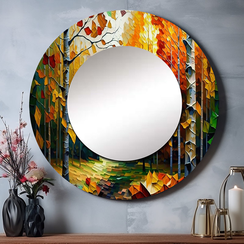 Stephfon Path Into The Forest III - miroir mural forêt unique, 29 po x 29 po