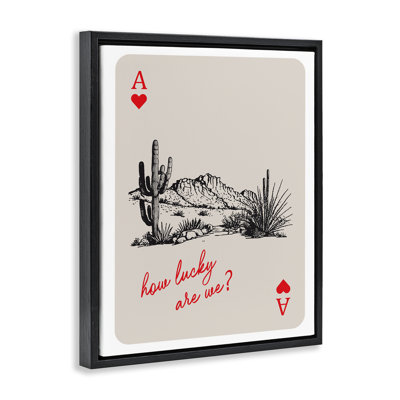 Playing Card with Lucky Phrase Framed Floater Canvas Wall Art, design by Lettered and Lined