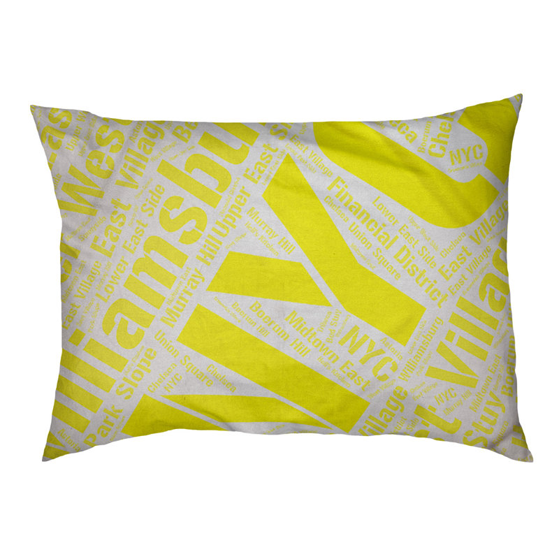 Coussin de chien « districts », Très grand (H 17 po x l 50 po x P 40 po), Jaune, New York