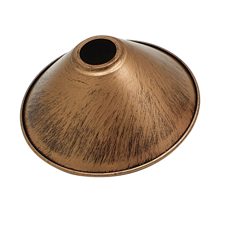 Vintage 10cm H Metal Cone Lamp Shade, Brushed Copper