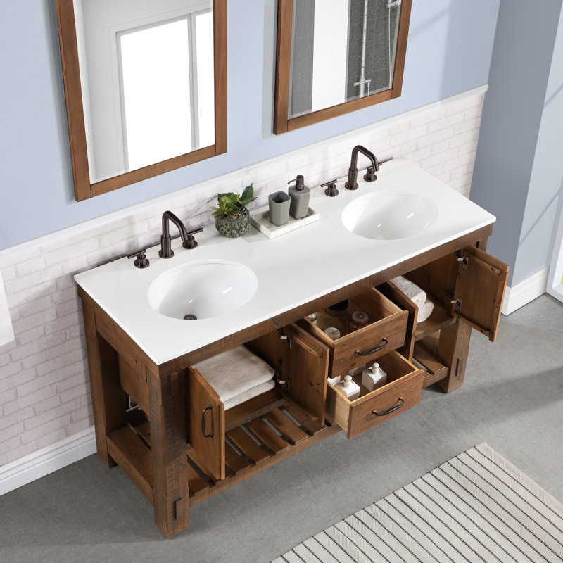 Bromley 60'' Double Bathroom Vanity with Quartz Top