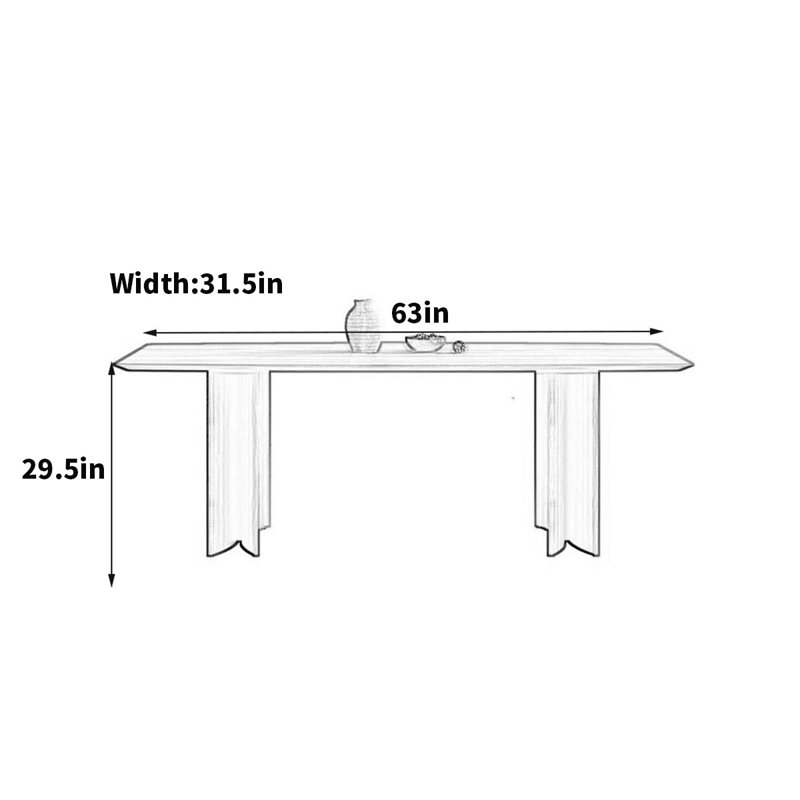 Table de salle à manger Mid-Century, H 29,5 po x L 63 po x l 31,5 po