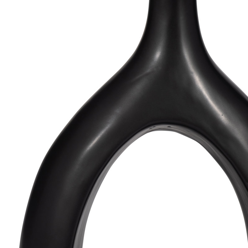 Modern Ceramic Abstract Table Vase for Home Decor - Sculptural Open Cut Out Flower Vase for Entryway, Living Room, or Bedroom - Black