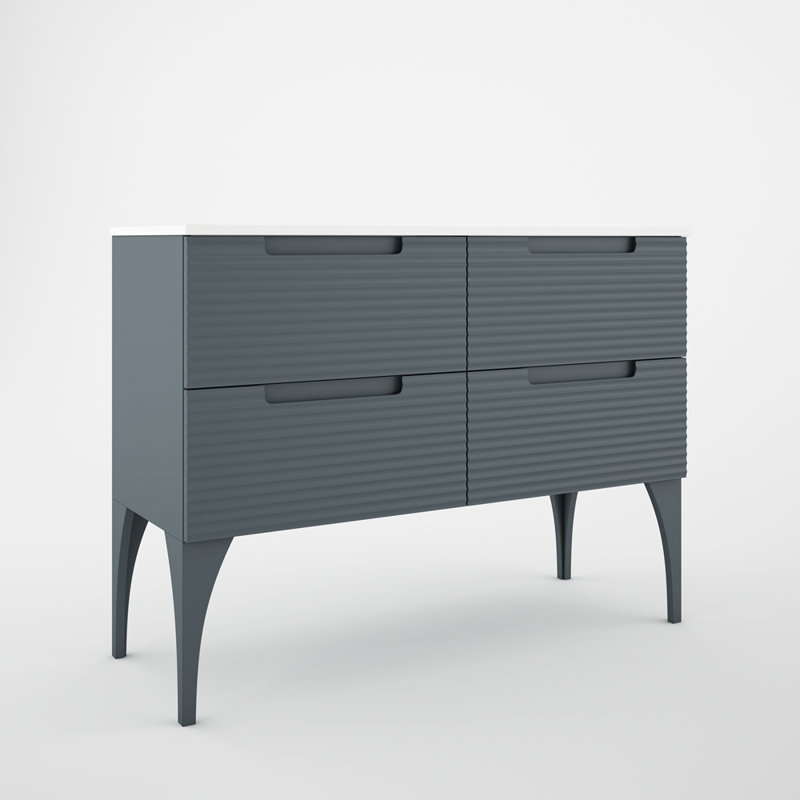 Moncler 64'' Double Bathroom Vanity with Ceramic Top, Blue