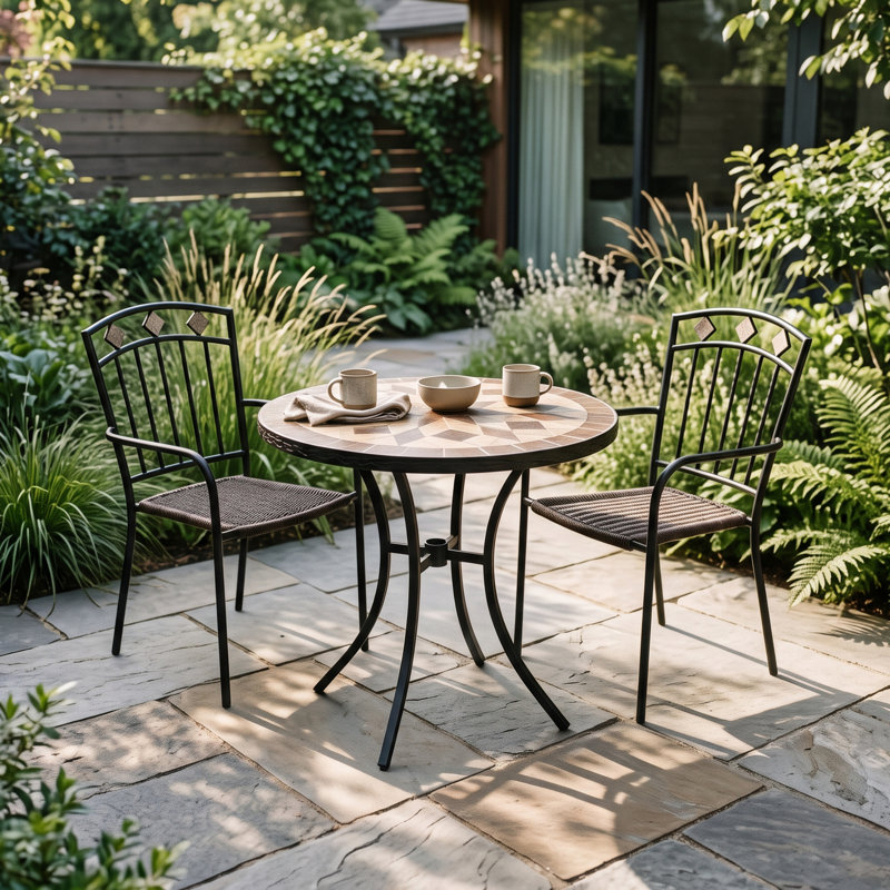 PINAROSA 76cm Bistro Table with 2 MAREDA Chairs Set