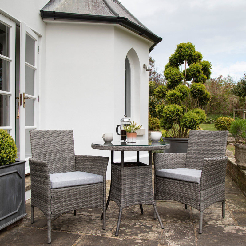 Dubose Wicker Patio Dining Set with, Grey