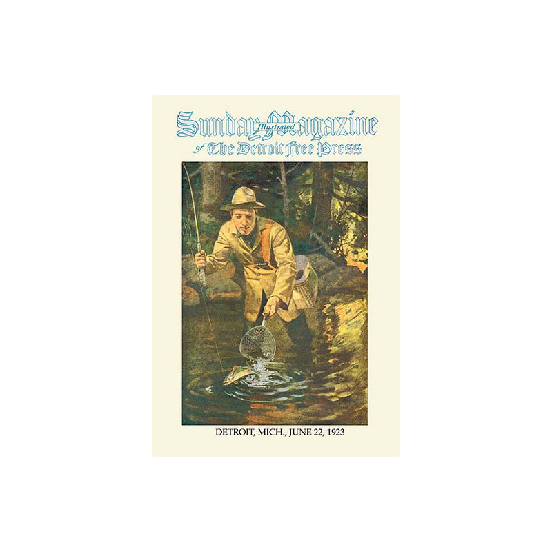 « netting the fish », reproduction d’art, H 66 po x l 44 po x P 1,5 po