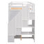 Lit mezzanine Ember avec tablettes, armoires, tiroirs et structure en bois de pin robuste-1161876330