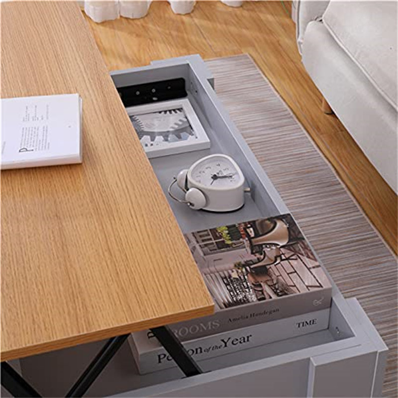 Artechworks Lift Top Coffee Table with Storage, Oak/Grey