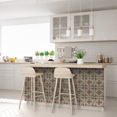 Carreau de mosaïque floral auto-adhésif en vinyle 4 po x 4 po