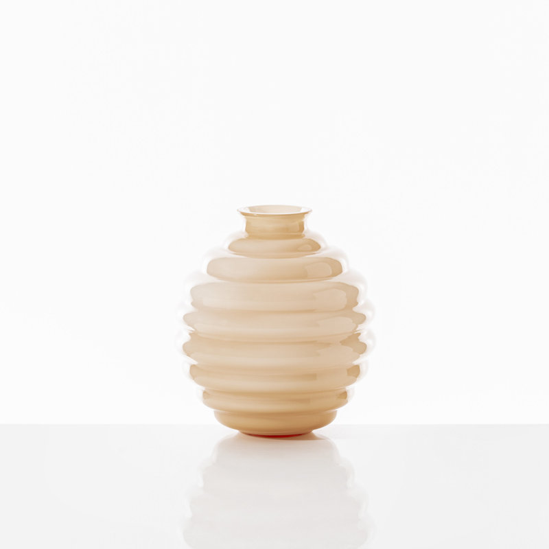 Deco Vase, 7.09" H x 6.69" W x 6.69" D, Pesca/Milk White