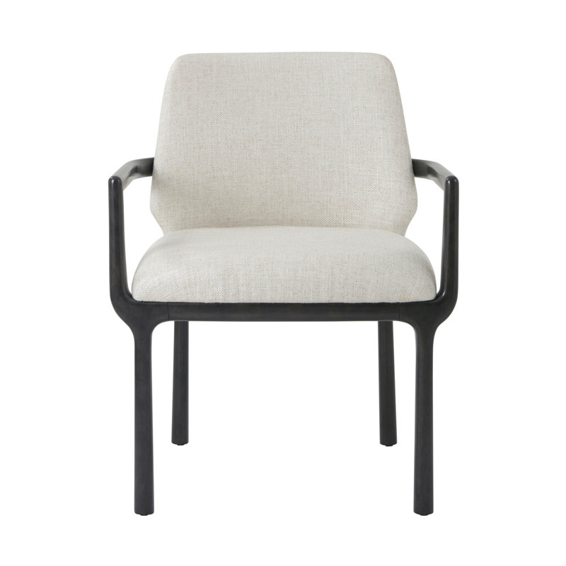 Chaise avec accoudoirs en mélange de polyester Kesden, Noir silencieux