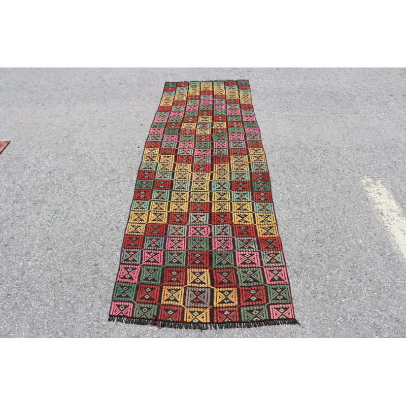 Tapis de couloir rétro kilim turc rétro offrant une pièce remarquable pour votre maison