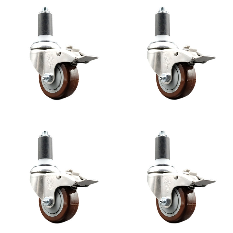 Jeu de roulettes extensibles en poly, H 3 po x l 3 po, Marron