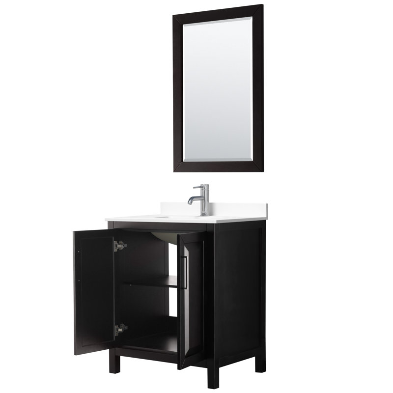 Daria 30'' W Single Vanity, Dark Espresso, Polished Chrome, Carrara Cultured Marble