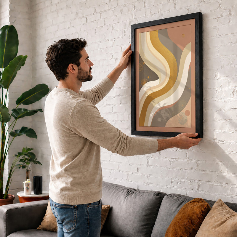 Flowing Harmony Minimalist - Print, A1 - 84.1 x 59.4 cm, Oak