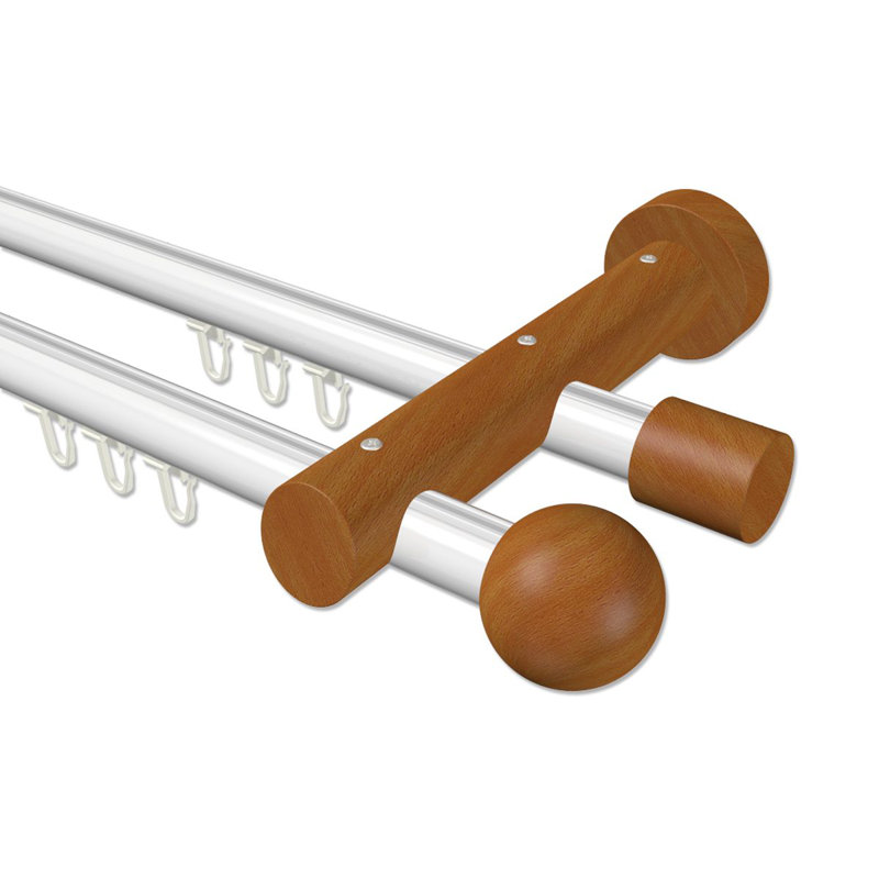 Brookhaven Adjustable Double Curtain Pole, 5cm H x 240cm W x 18cm D