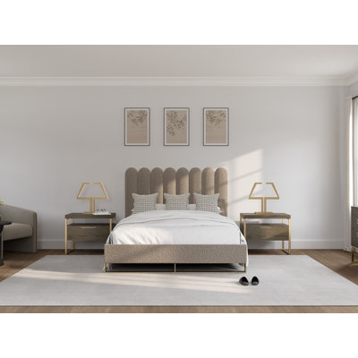 Panneaux muraux de tête de lit festonnés VANT, panneaux décoratifs verticaux rembourrés, ensemble de 10