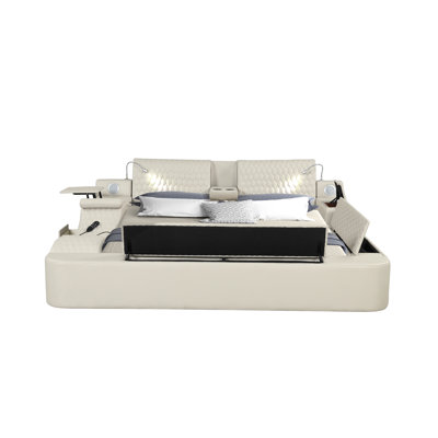 Smart Multifunctional massager Bed Made with Wood and Faux Leather