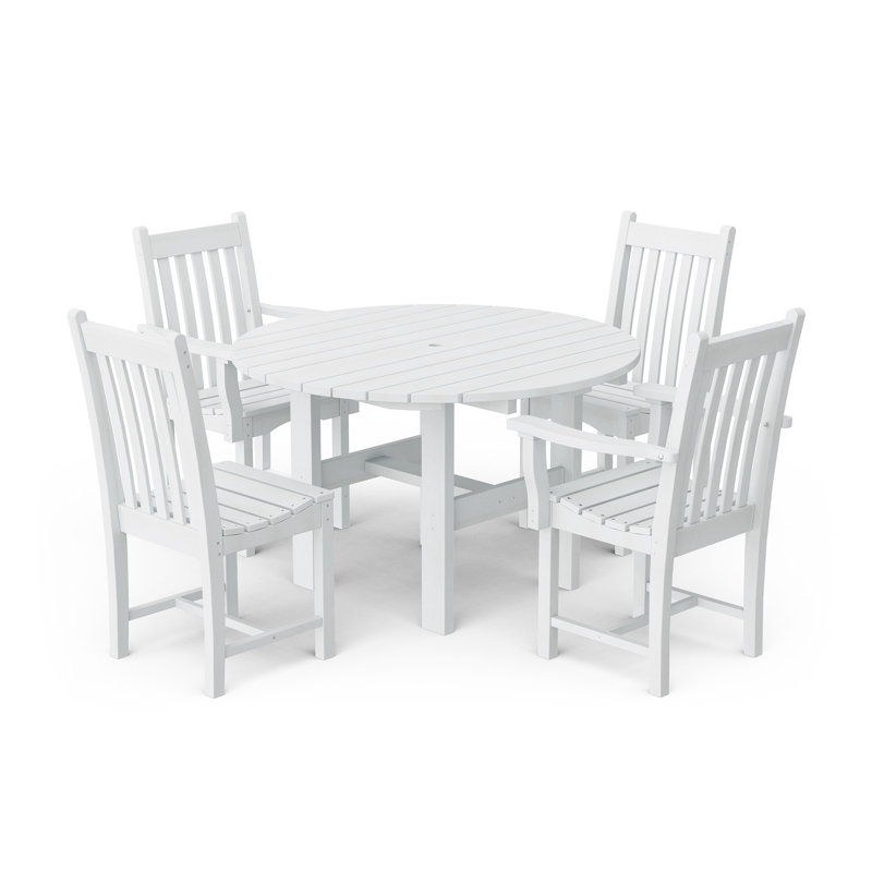 Classic 5-Piece 46" Round Table Set With Side Chairs, White
