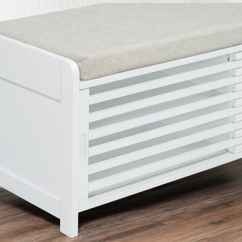 Banc à chaussures rétro avec pattes avec rangement et siège rembourré | Rangement d'entrée et de salon, Blanc