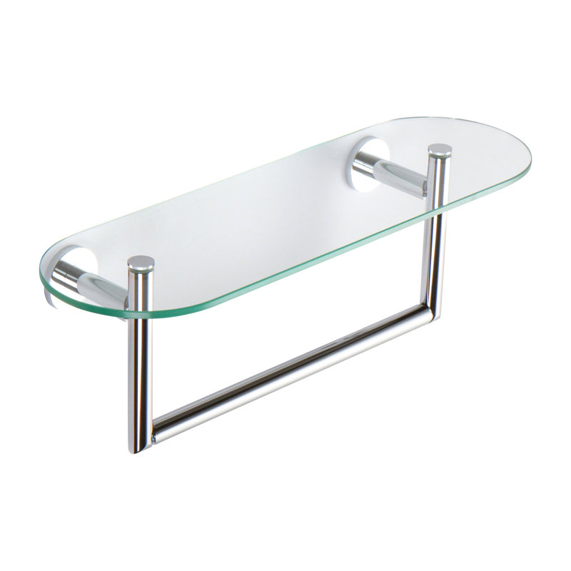 Sine 18" Shelf with Towel Bar, Polished Chrome